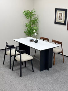 J1436 Vintage Style Sintered Stone Dining Set, 1400 × 800 mm, 1 Table + 4 Chairs