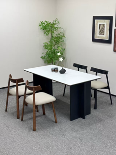 J1436 Vintage Style Sintered Stone Dining Set, 1400 × 800 mm, 1 Table + 4 Chairs