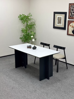 J1436 Vintage Style Sintered Stone Dining Set, 1800 × 800 mm, 1 Table + 4 Chairs