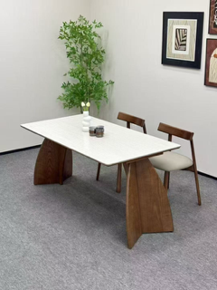 J1437 Vintage Style Sintered Stone Dining Set, 1400 × 800 mm, 1 Table + 4 Chairs