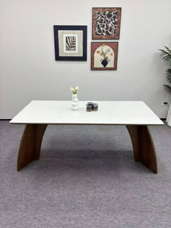 J1437 Vintage Style Sintered Stone Dining Set, 1800 × 800 mm, 1 Table + 4 Chairs