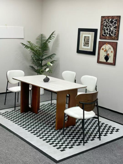 J2251 Light Luxury Sintered Stone Dining Set, 1400 × 800 mm, 1 Table + 4 Chairs