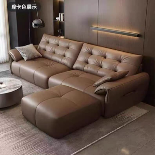 Longjiang Factory Elephant-Ear Leather Sofa, 2.5m