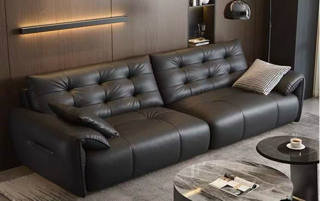 Longjiang Factory Elephant-Ear Leather Sofa, 2.8m