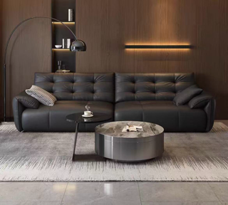 Longjiang Factory Elephant-Ear Leather Sofa, 2.8m