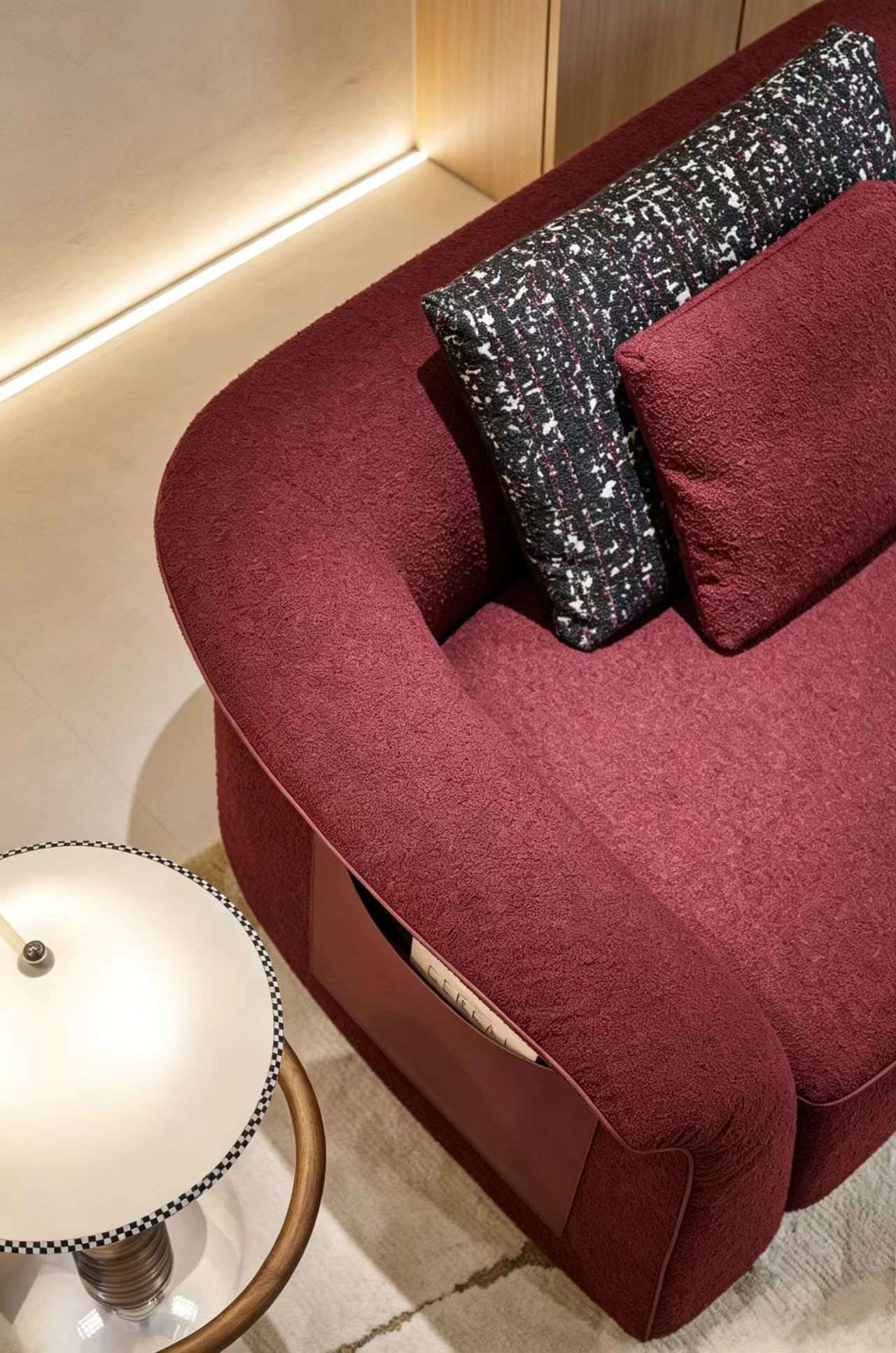 Burgundy Curved Modular Fabric Sofa