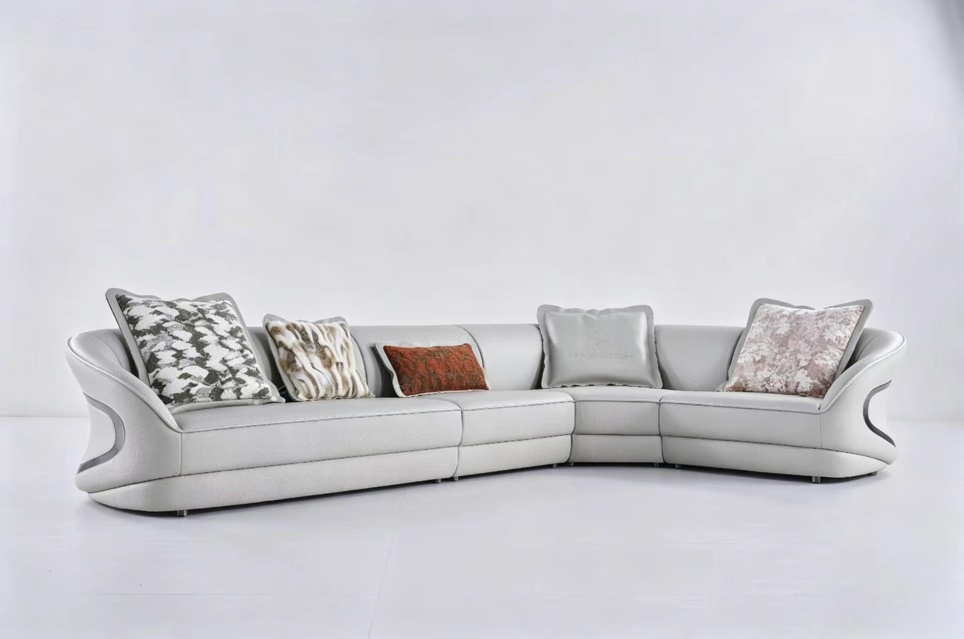 Luxury Curved Leather Corner Sofa